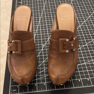 Stuart Weitzman Brown Leather Mules